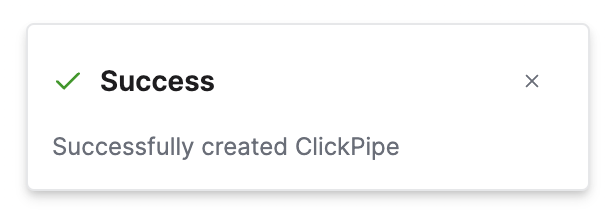 Уведомление об успешном создании